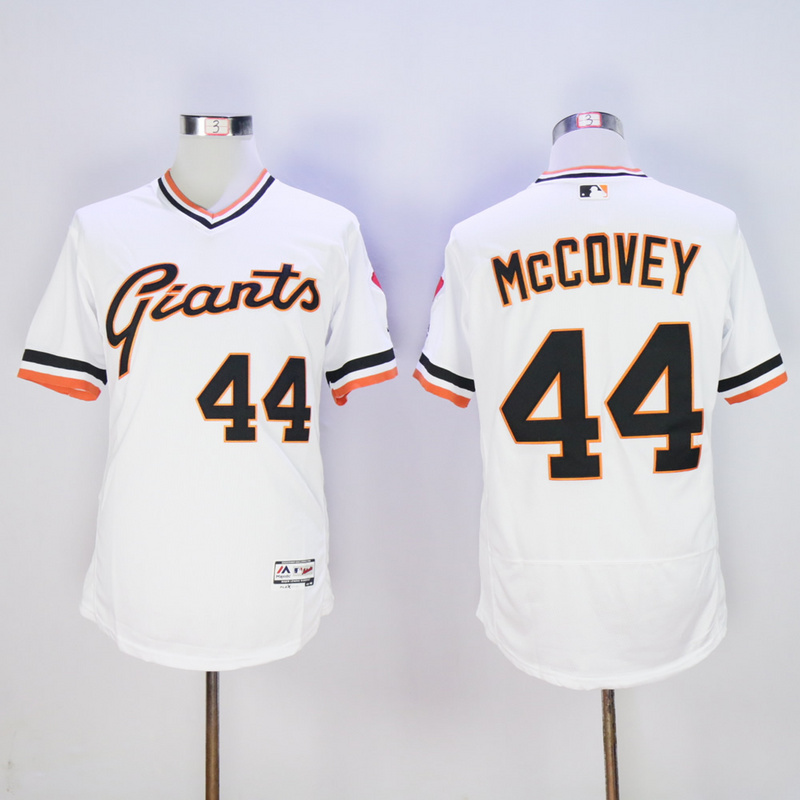 Men San Francisco Giants 44 Mccovey White Throwback Elite MLB Jerseys